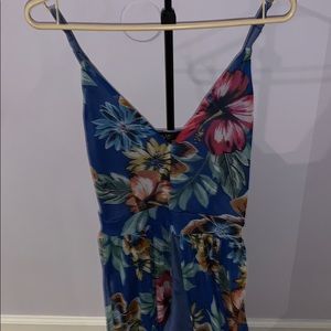 Blue floral romper with train! Size small.
